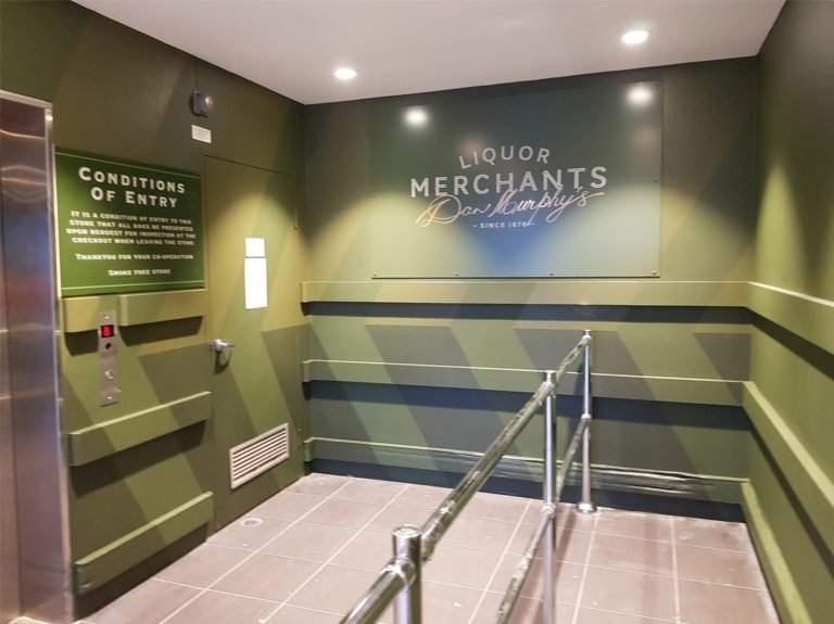 Dan Murphy's Liquor Merchants store fit-out, painted feature wall